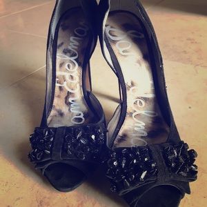 Black Sam Edelman Spiked Bow Lorna Pumps